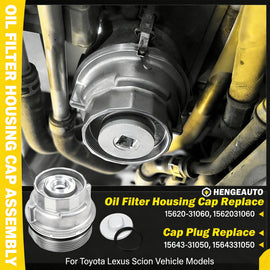 15620-31060 Oil Filter Housing Cap Assembly Kit with Drain Plug 15643-31050 O-Ring Seal